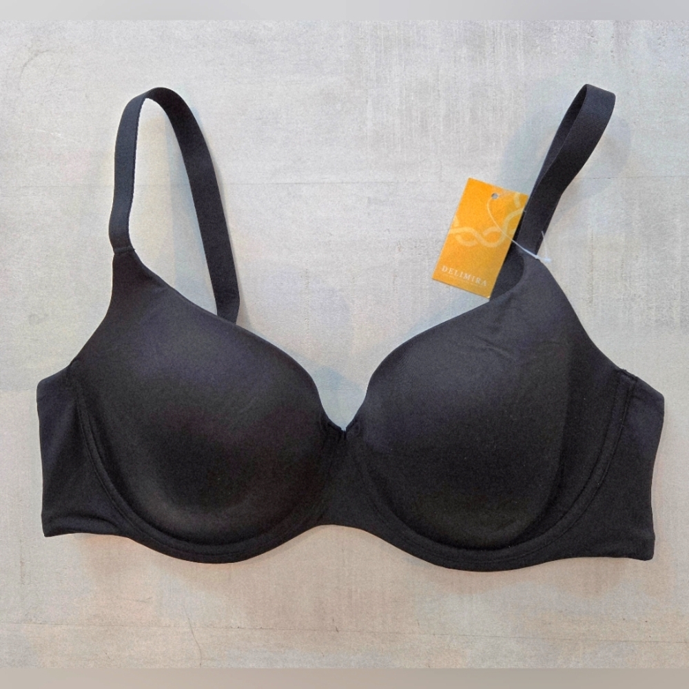 DELIMIRA Black Full Coverage Underwire T-Shirt Bra, 40DD, NWT